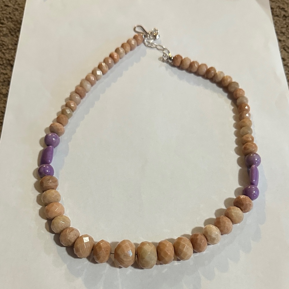 Jay King Tan and Purple Beaded Necklace